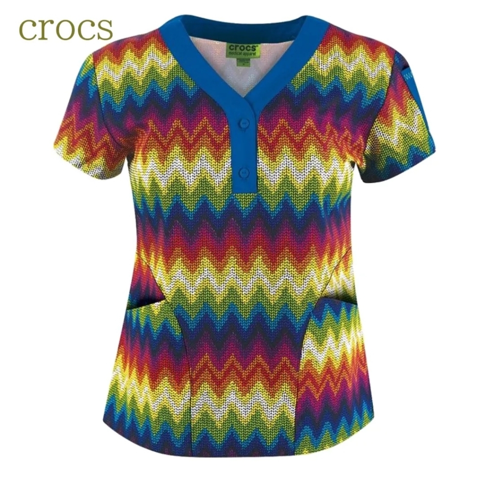 Crocs Scrubs Top | Missoni Inspired Emily Top Chevron C5004ONI Women's Large